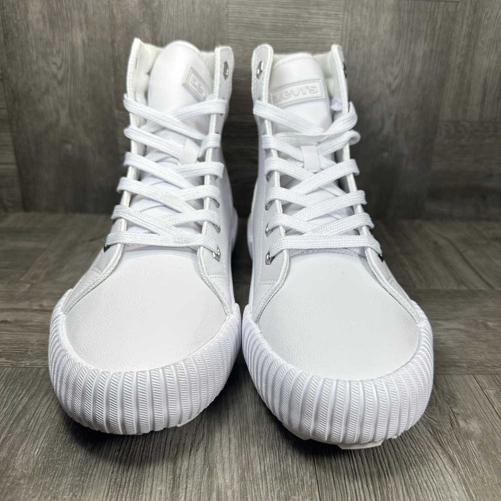 Levi's High Top Sneakers Womens 7.5 White Faux Leather Lug Sole Casual NEW - Picture 4 of 8